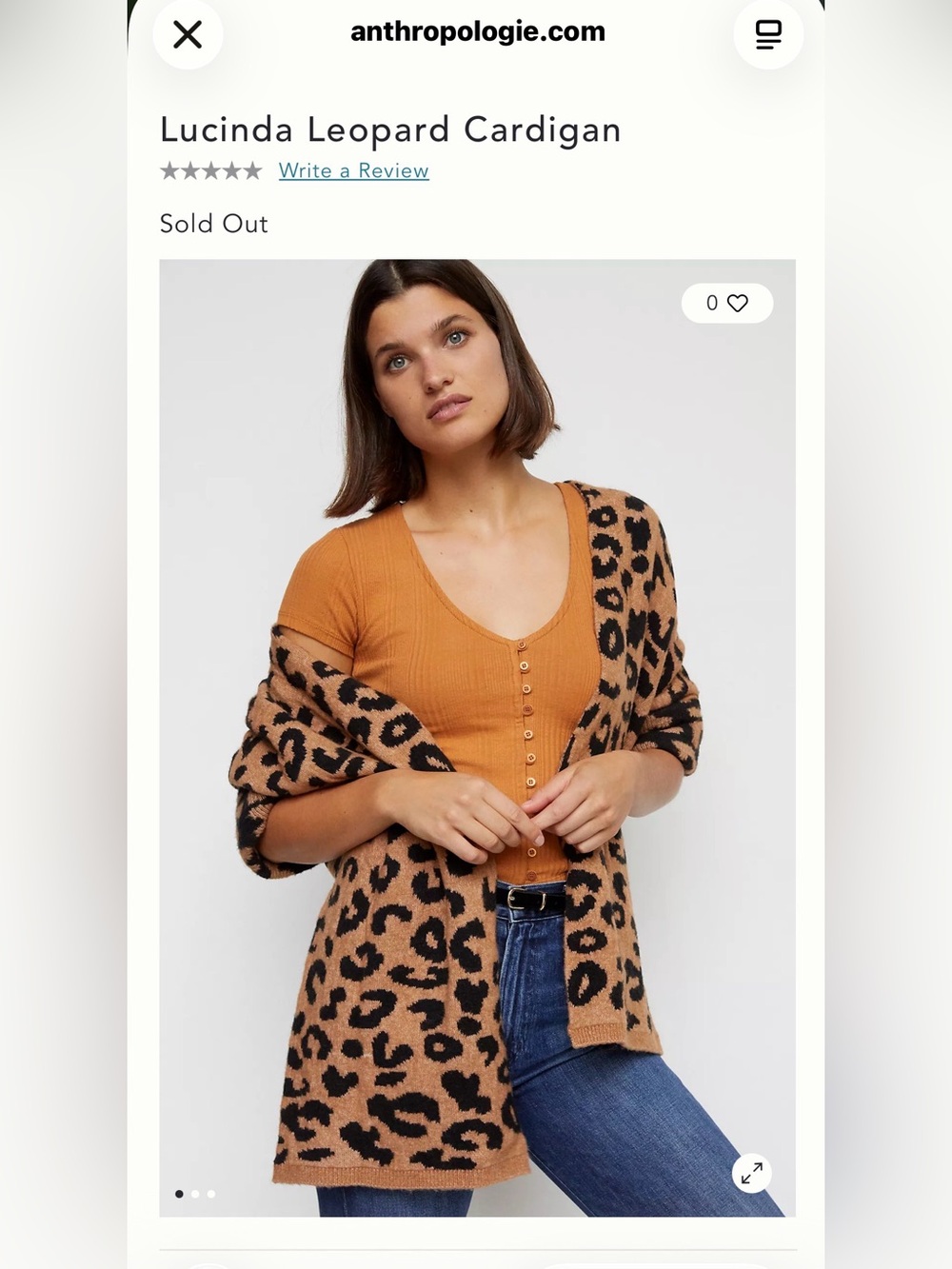 Anthropologie Leopard Print Open Cardigan - Tan/Black